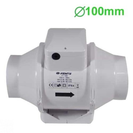 Vents TT Badezimmerlüfter 100 Mm, 2-stufig – Leistung Bis 187 M³/h, Mit Schalter